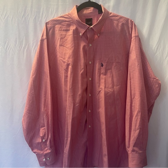U.S. Polo Assn. Other - U.S. Polo Assn. Mens Size 18/18.5 XXL Pink Checkered Button-Down Long Sleeve
